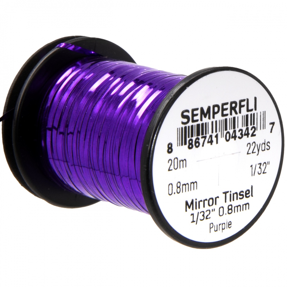 Semperfli Spool 1/32'' Purple Mirror Tinsel Fly Tying Materials (Product Length 21.87Yds / 20m)